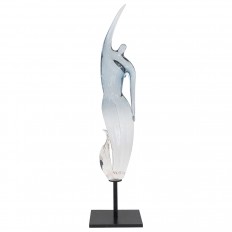 Clear and light blue murano glass abstract figure sculpture